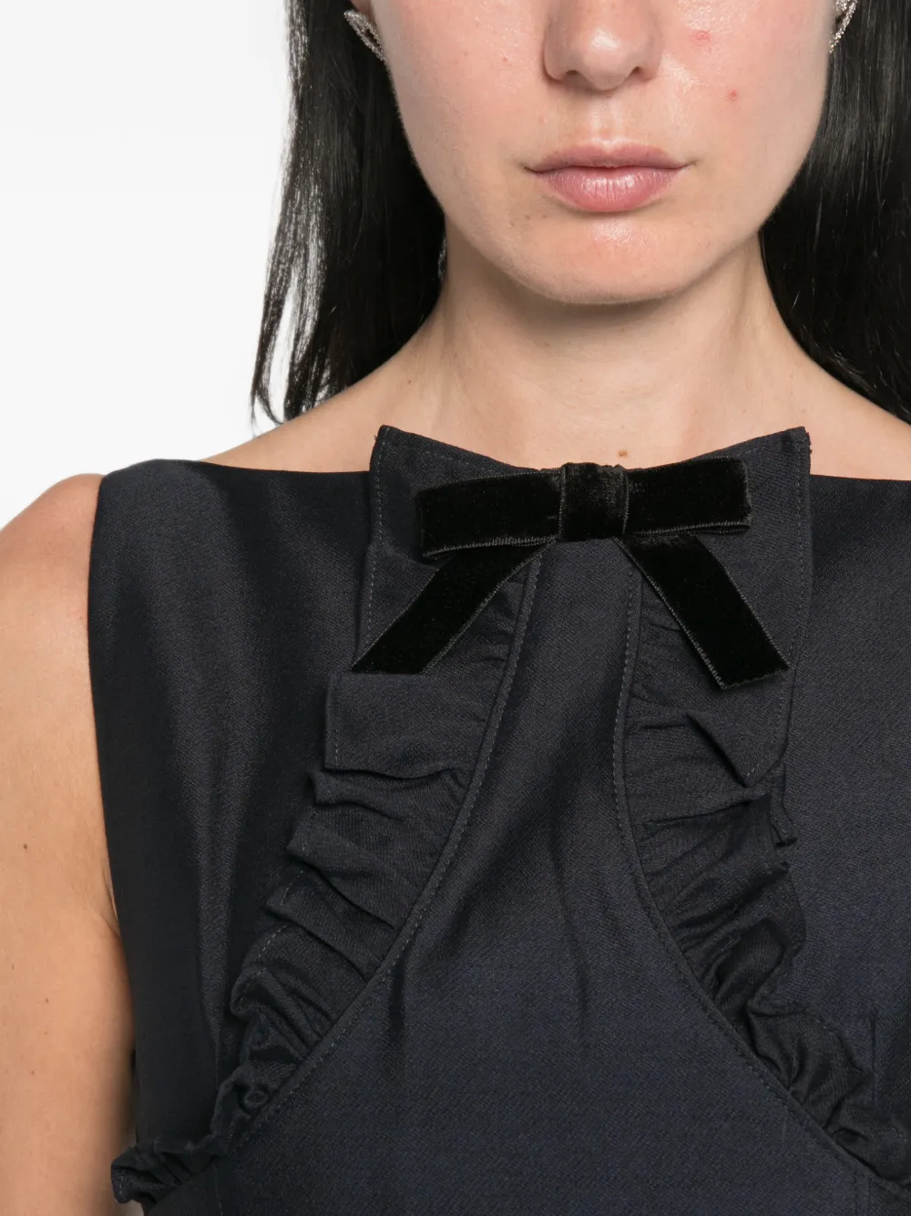 SHUSHU TONG Mini-jurk met ruches en strik Blauw