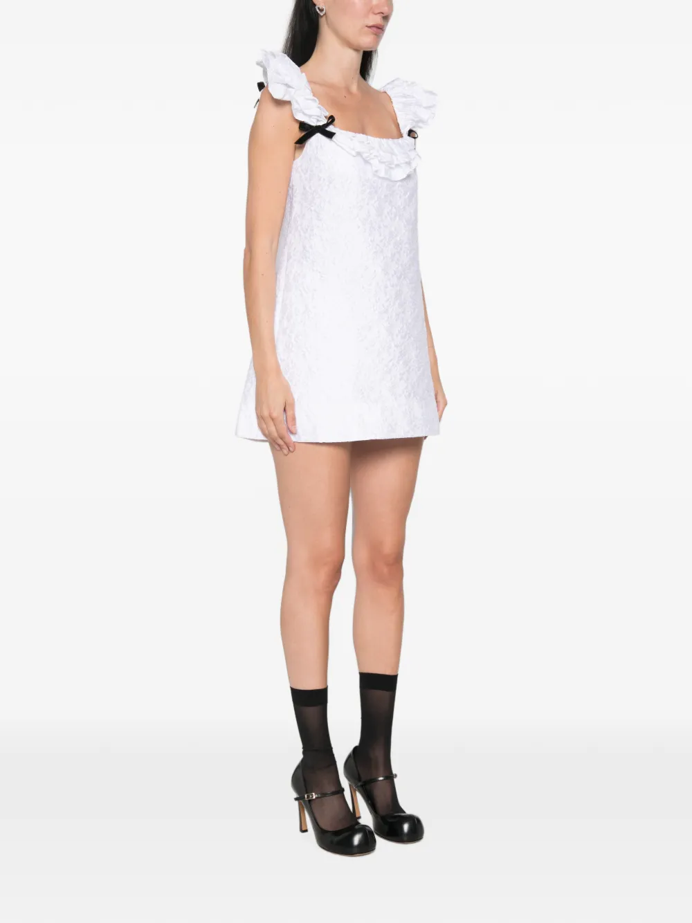 SHUSHU TONG Jurk met kanten afwerking en ruches Wit
