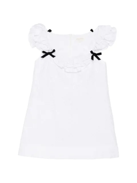 SHUSHU/TONG vestido corto con ribete de encaje y volantes