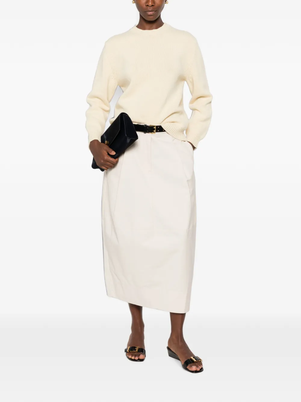 Jil Sander Ribgebreide trui Beige