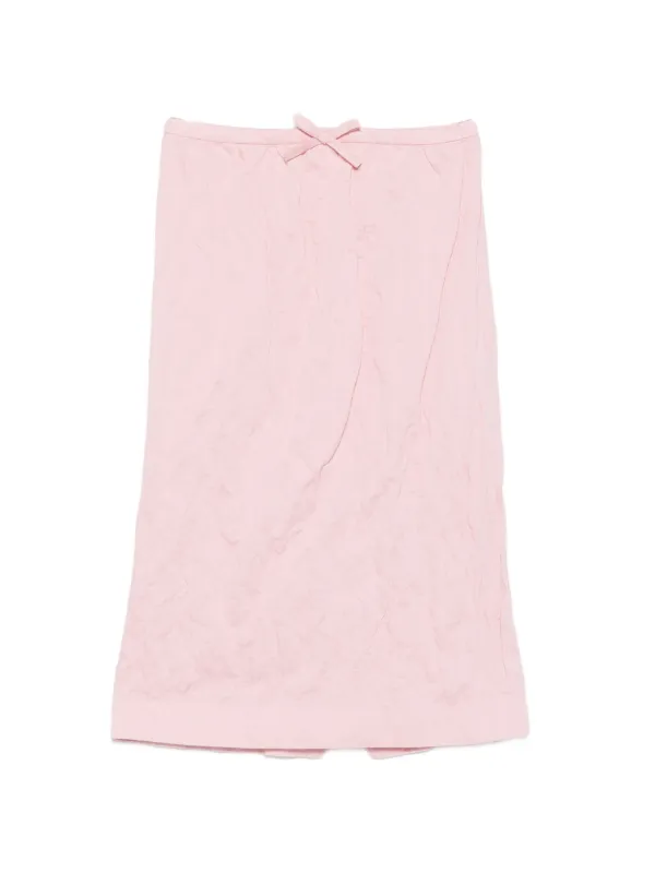 Shushu/Tong Bow-detail Crinkled Midi Skirt in Pink