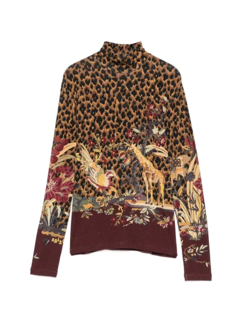 ETRO leopard-print floral-print top