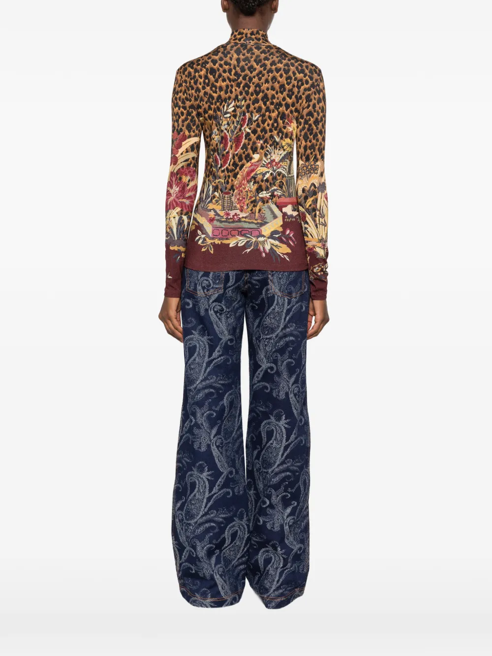 ETRO Top met luipaardprint en bloemenprint Bruin