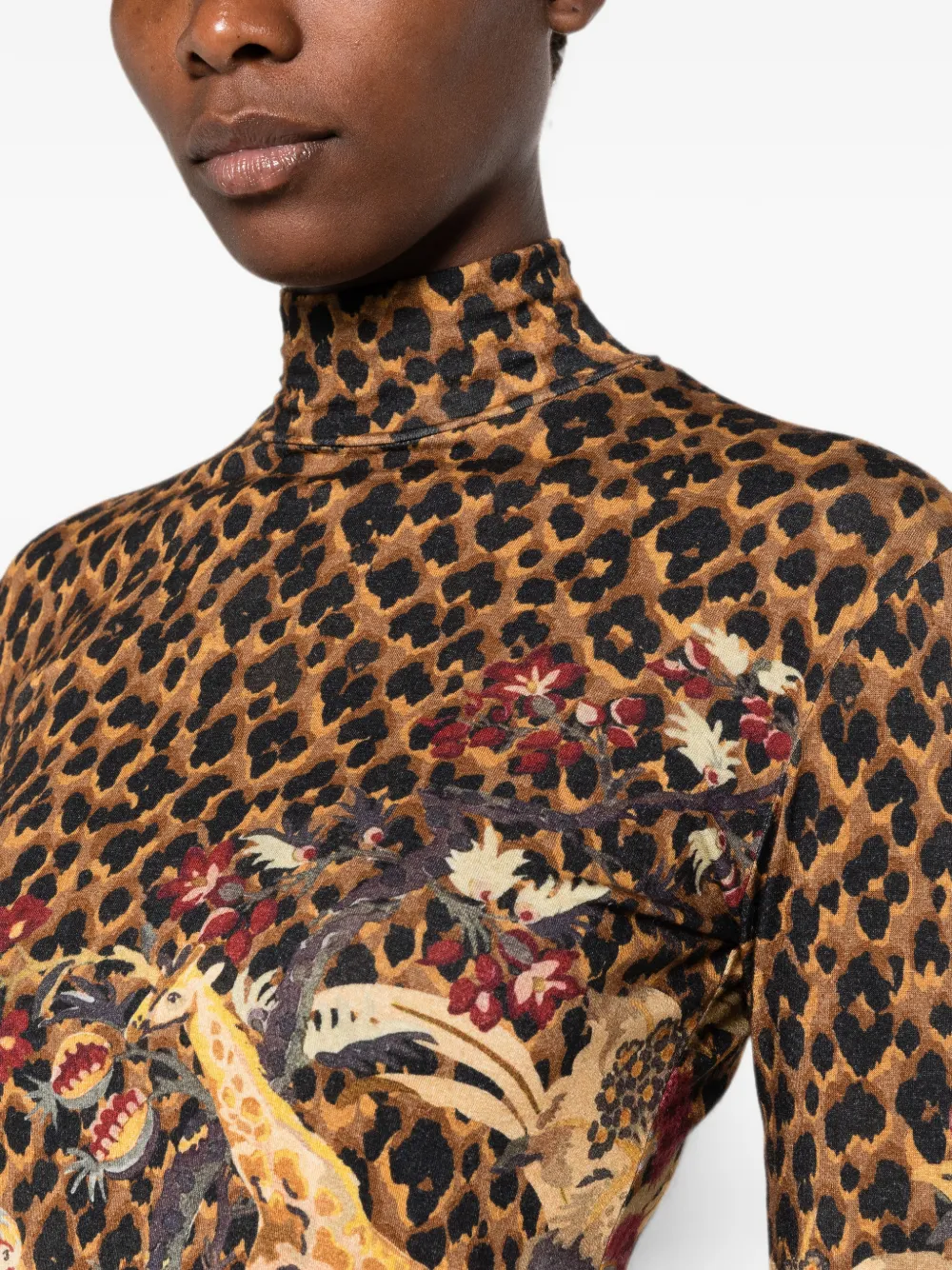 ETRO Top met luipaardprint en bloemenprint Bruin