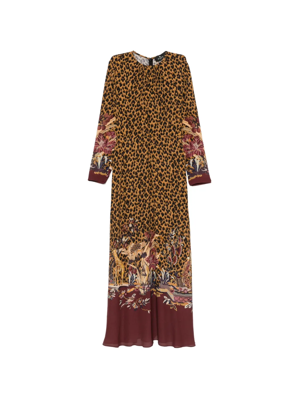 ETRO leopard-print floral-border maxi dress - Marrone