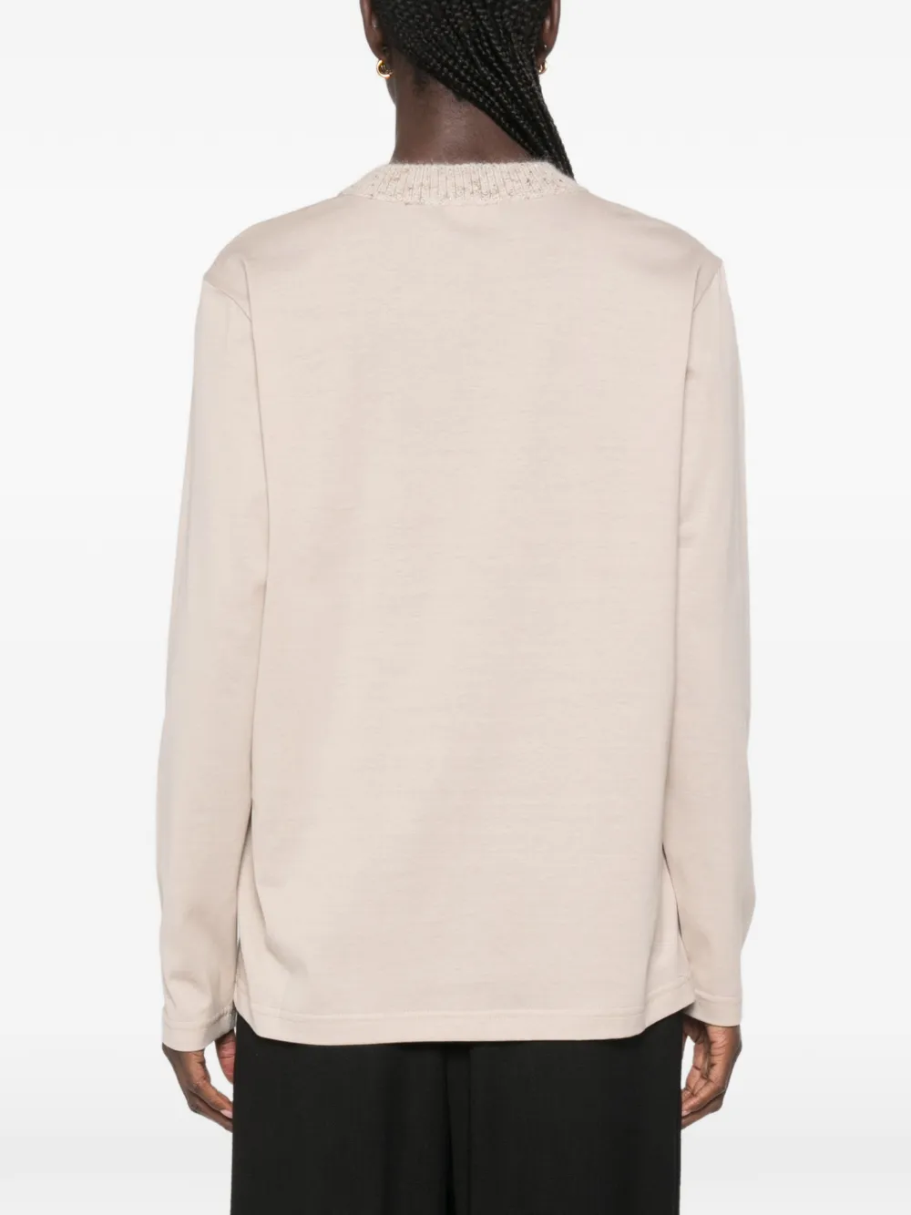 Fabiana Filippi T-shirt met geribbelde hals Beige