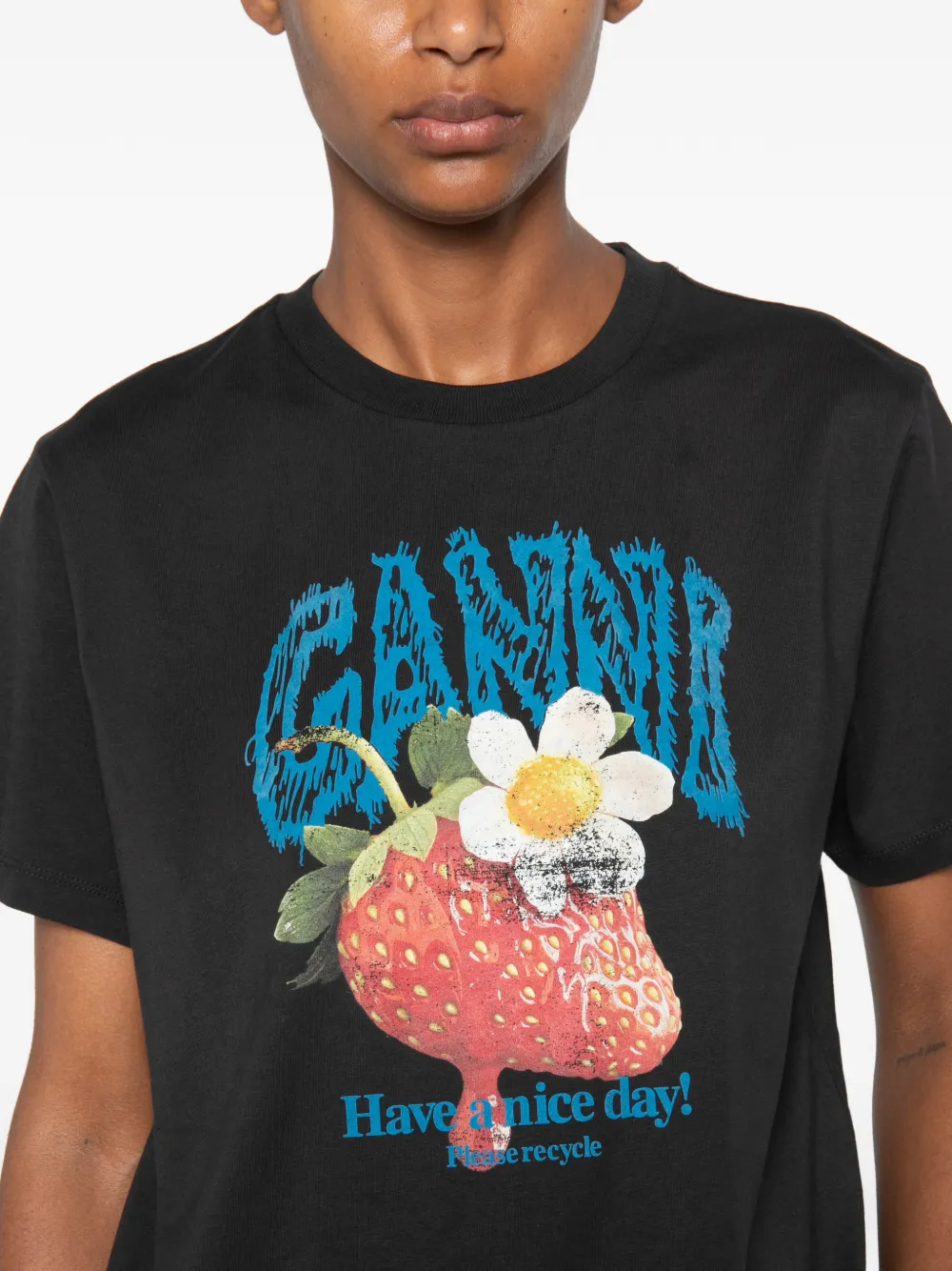 GANNI T-shirt met grafische print Zwart