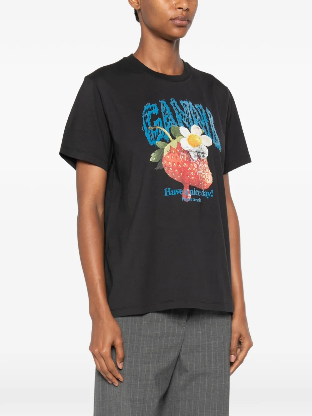 GANNI T-shirt met grafische print Zwart