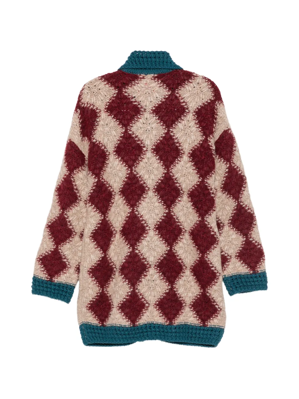 La DoubleJ Gehaakt vest met harlekijn-patroon Beige