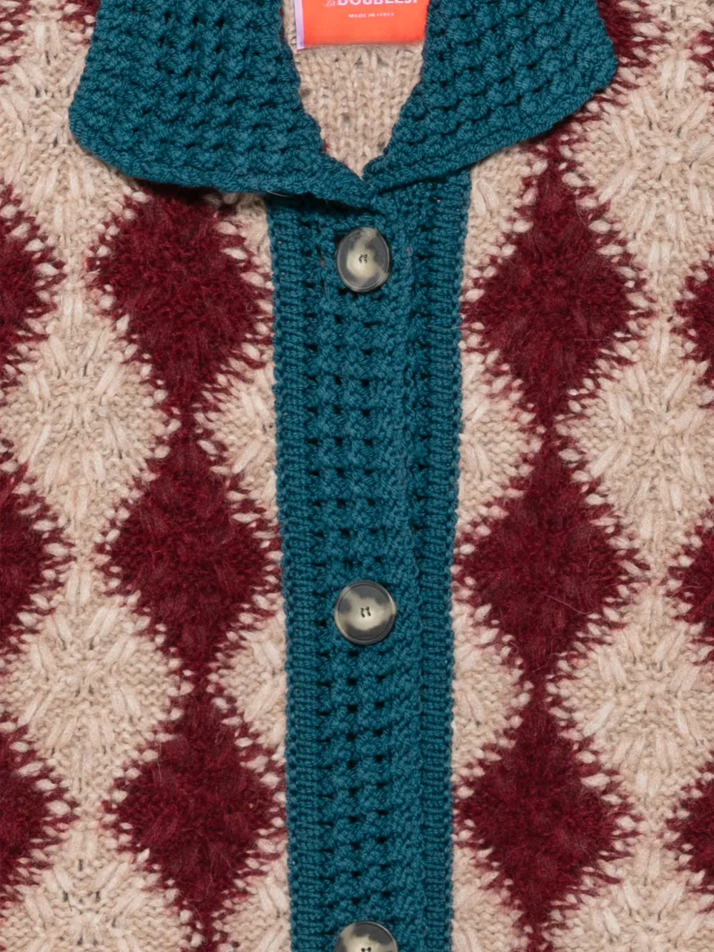 La DoubleJ Gehaakt vest met harlekijn-patroon Beige