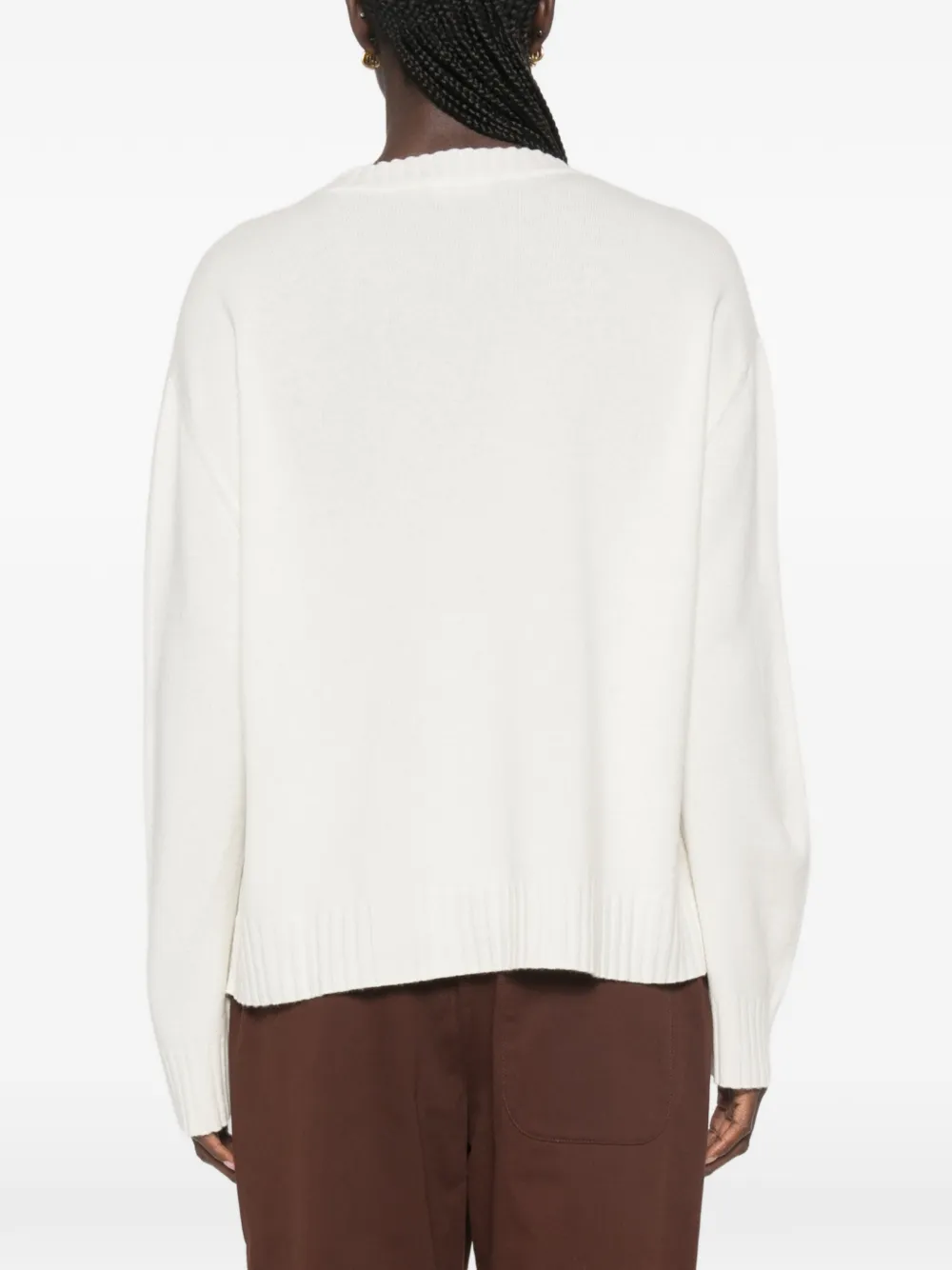 Fabiana Filippi Trui met geribbelde afwerking en ronde hals Beige