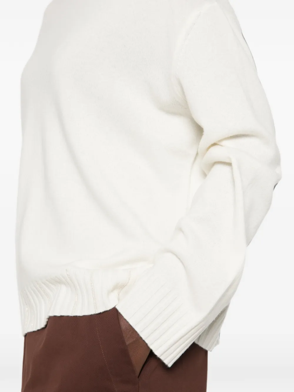 Fabiana Filippi Trui met geribbelde afwerking en ronde hals Beige