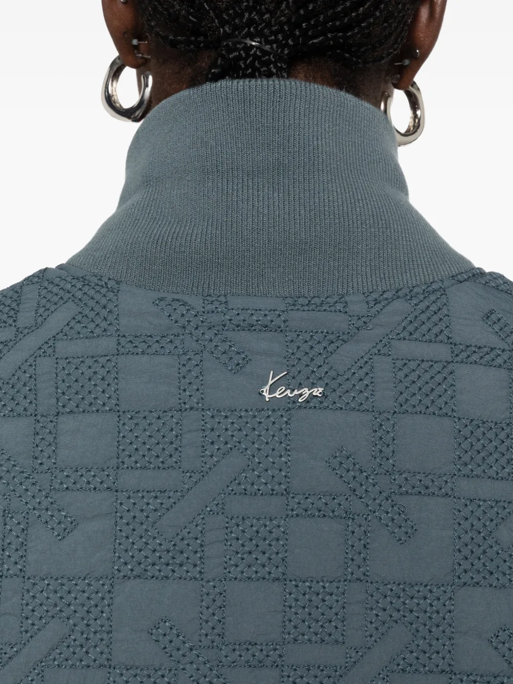 Kenzo gram gewatteerd jack met logo-plakkaat Blauw