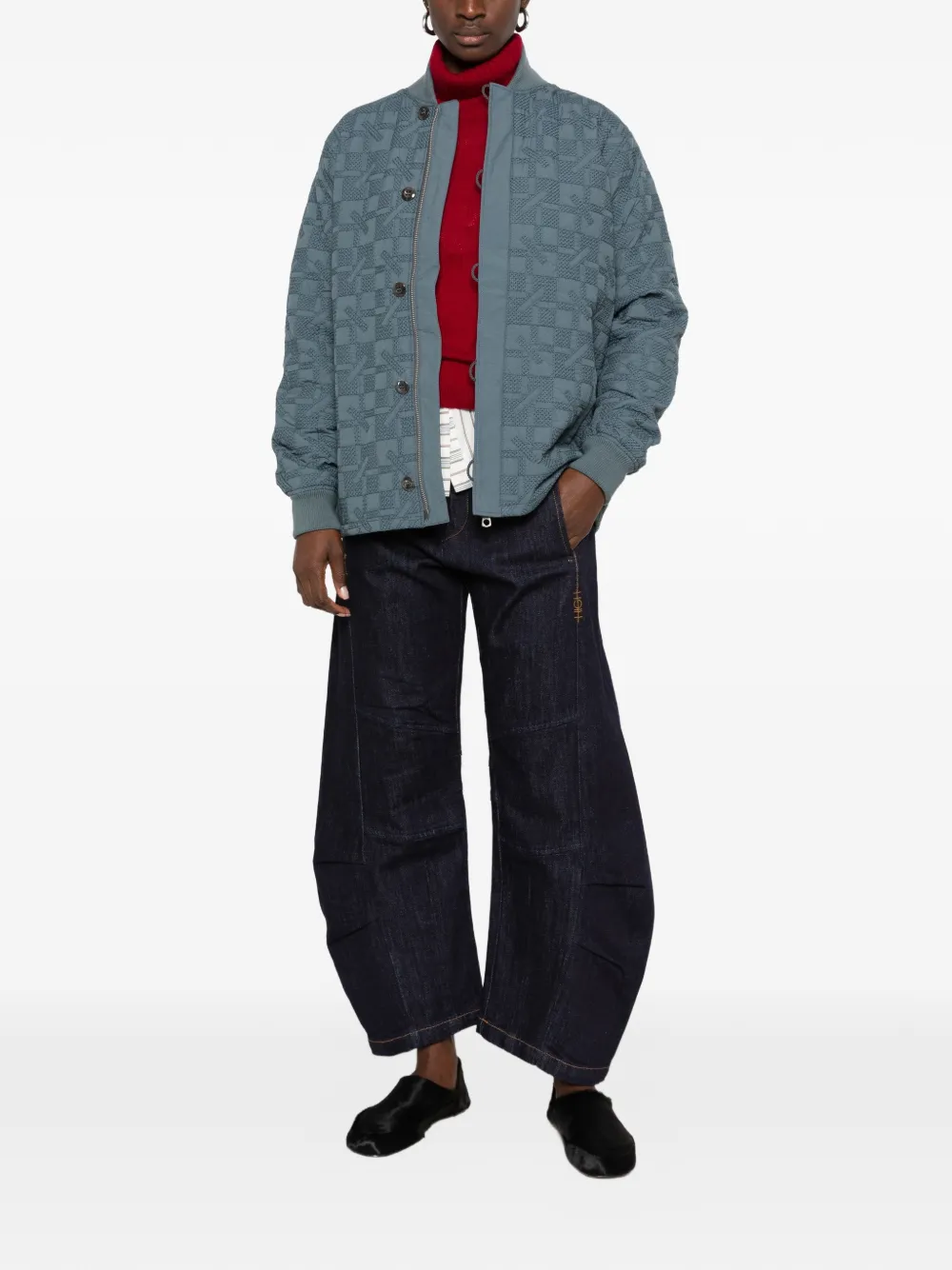 Kenzo gram gewatteerd jack met logo-plakkaat Blauw