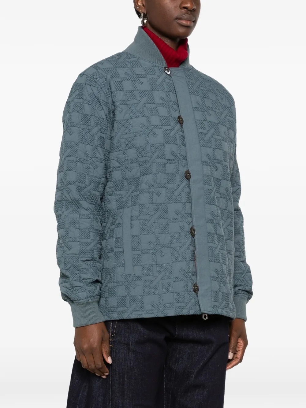 Kenzo gram gewatteerd jack met logo-plakkaat Blauw