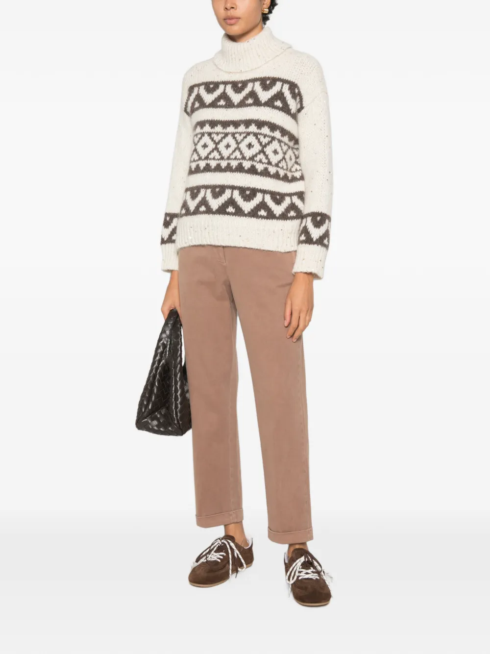 Peserico Broek met omgeslagen pijpen Beige