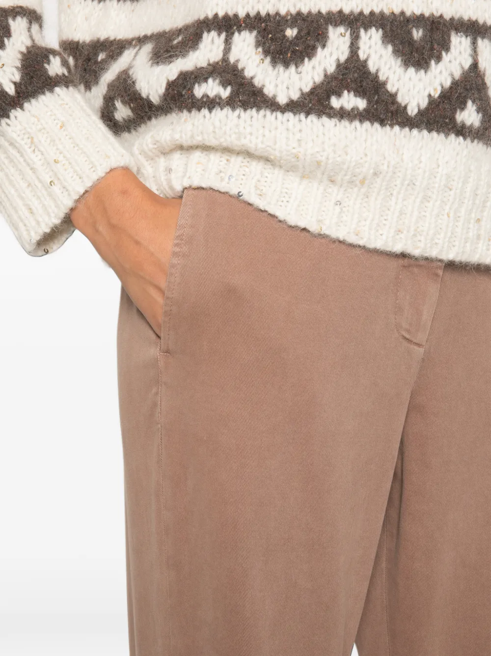 Peserico Broek met omgeslagen pijpen Beige