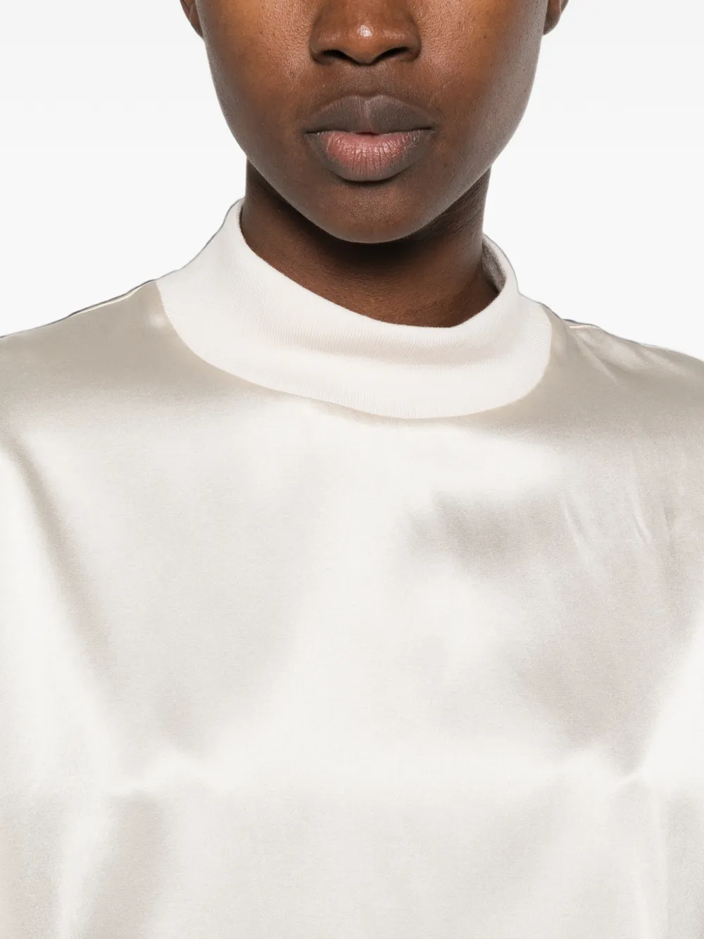 Peserico Top met hoge hals en korte mouwen Beige