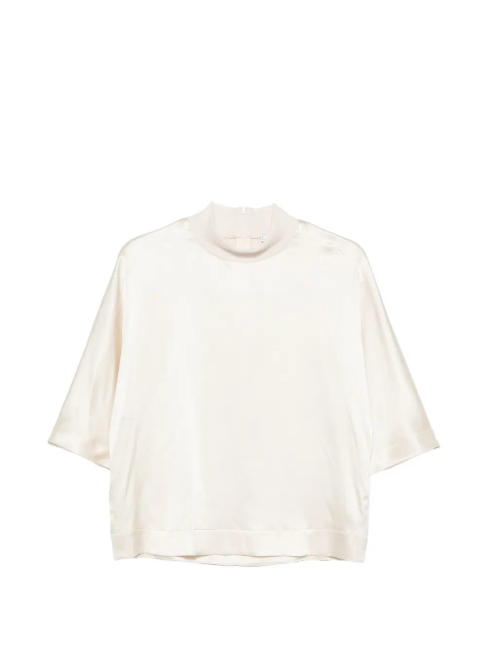 Peserico Top met hoge hals en korte mouwen Beige