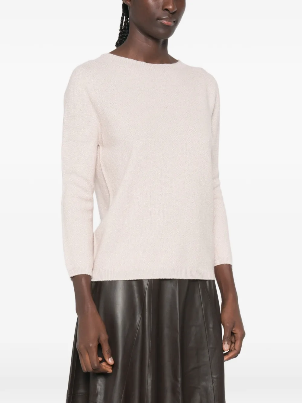 Fabiana Filippi Fijngebreide trui met cropped mouwen Roze