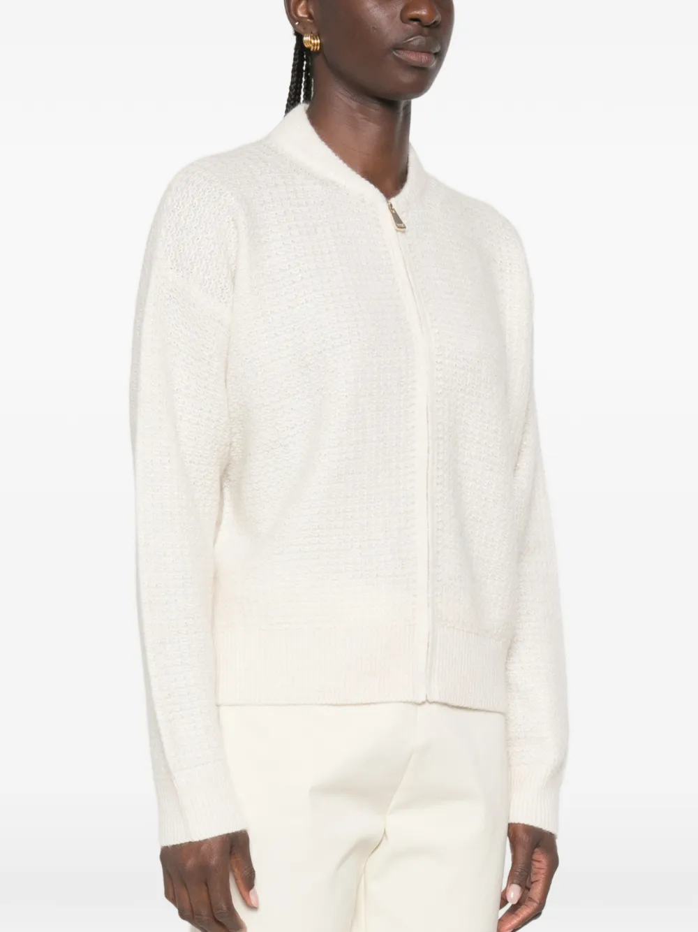 Fabiana Filippi Wafelgebreid vest met rits Beige
