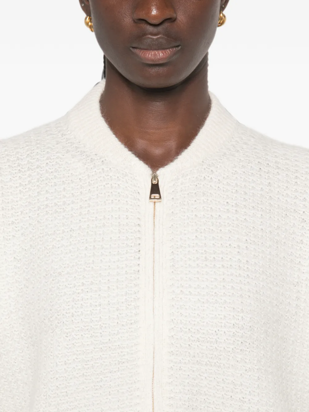 Fabiana Filippi Wafelgebreid vest met rits Beige