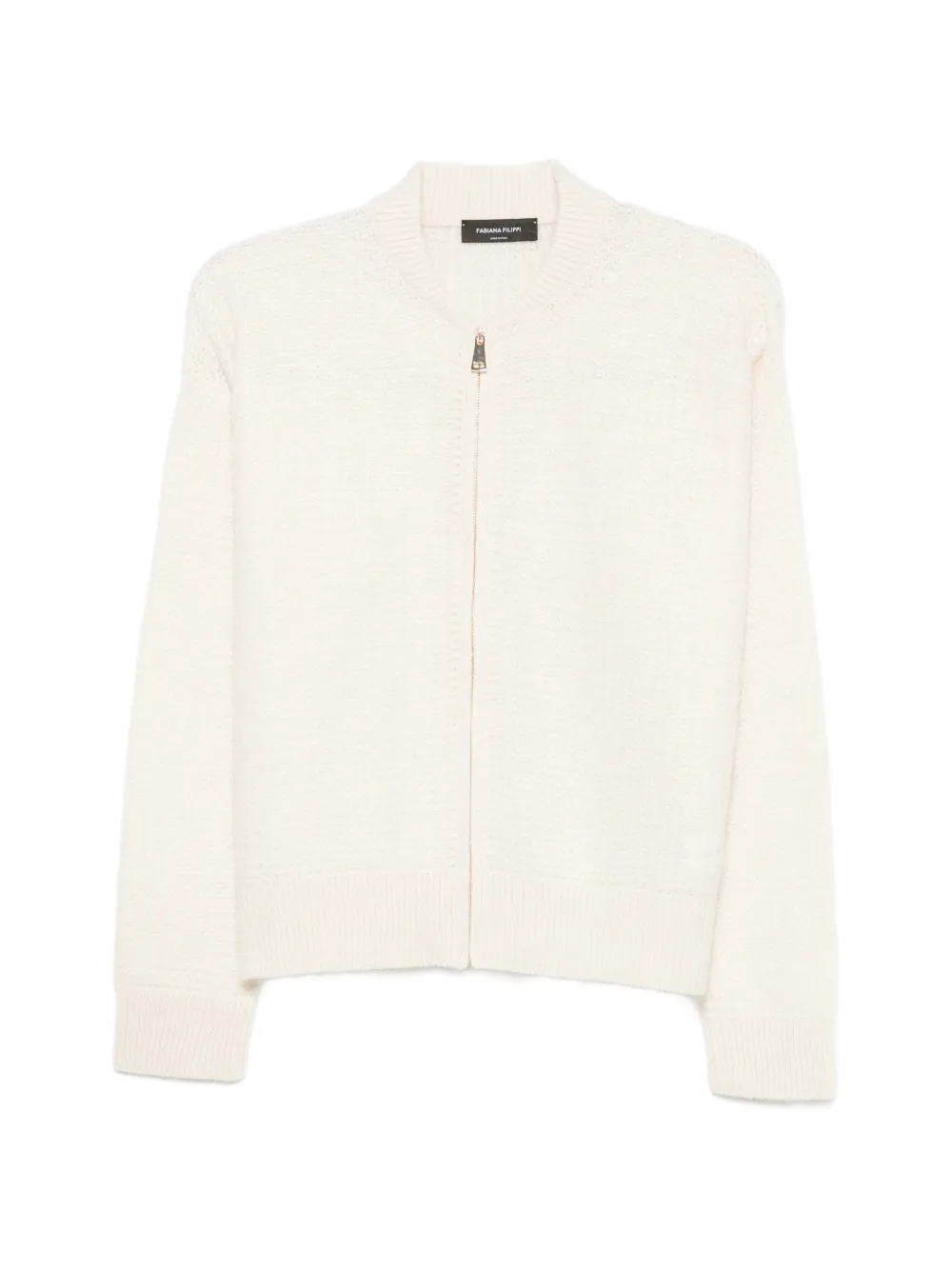Fabiana Filippi zip-up waffle-knit cardigan - Nude