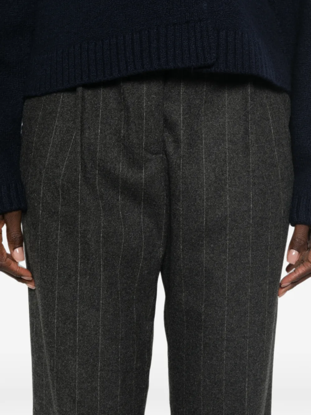 Herno Geplooide pantalon met krijtstreep Grijs