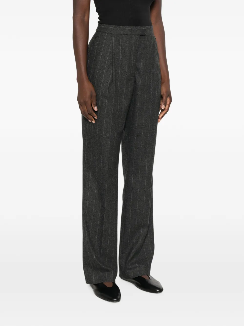 Herno Geplooide pantalon met krijtstreep Grijs
