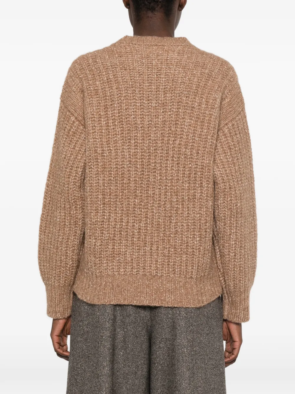 Peserico Ribgebreide trui met raglan mouwen Bruin