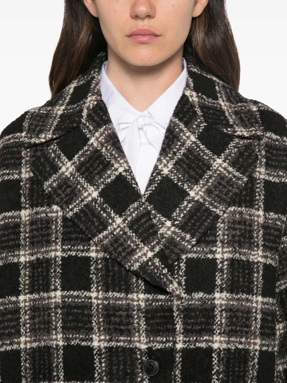 Herno check-pattern double-breasted jacket Zwart