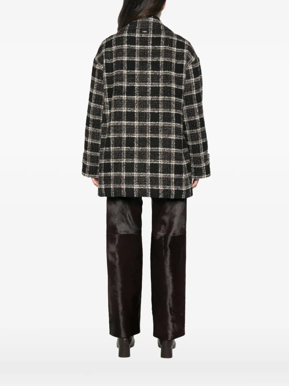 Herno check-pattern double-breasted jacket Zwart