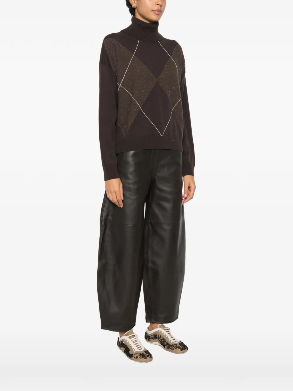Peserico Coltrui met argyle-patroon Bruin