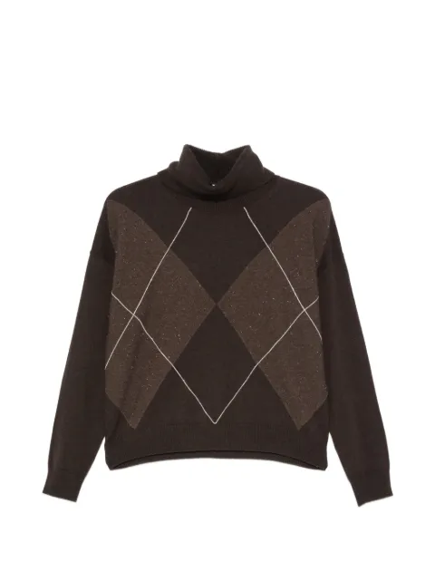 Peserico argyle roll-neck sweater