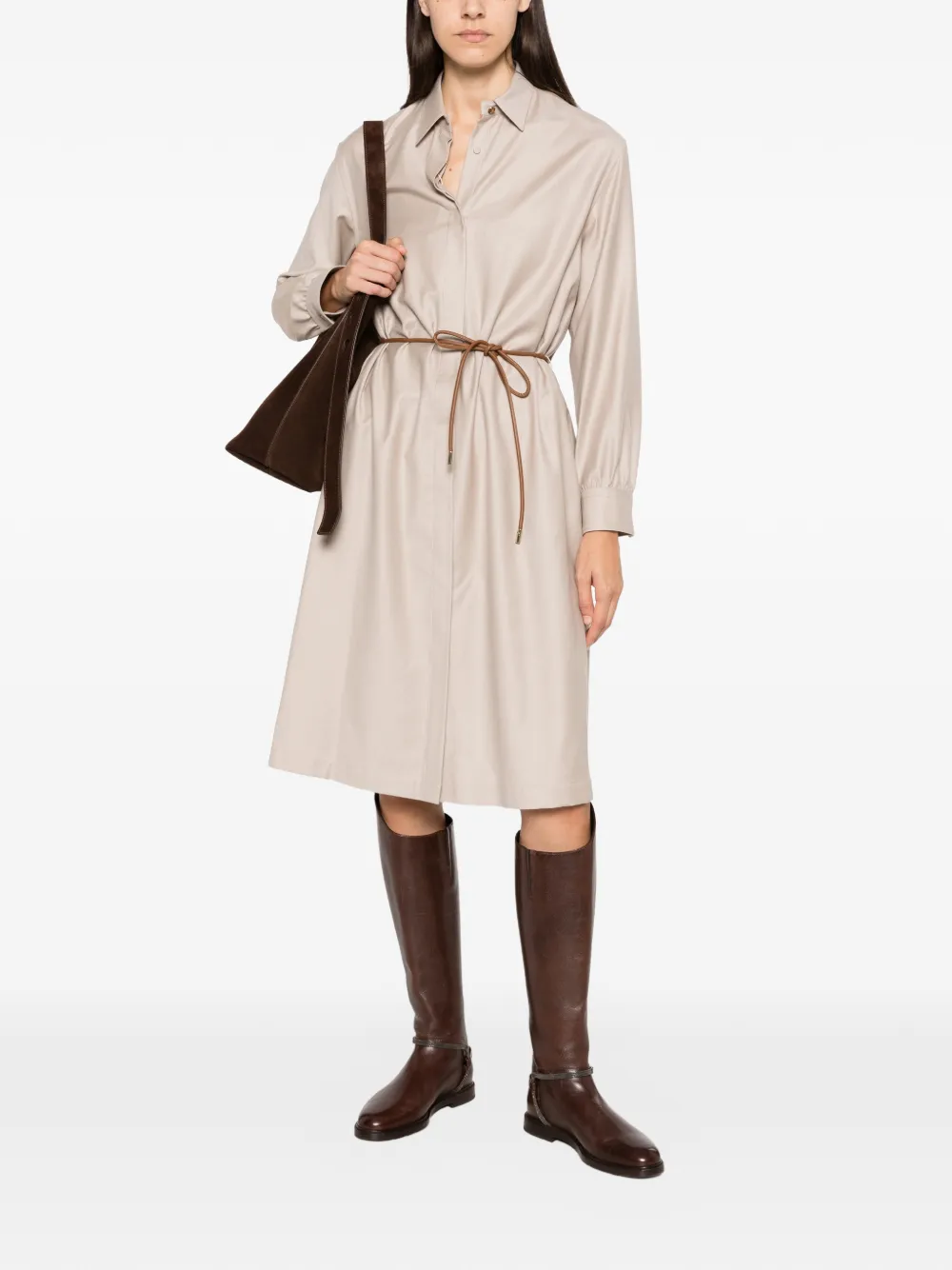 Herno Midi-jurk met ceintuur Beige