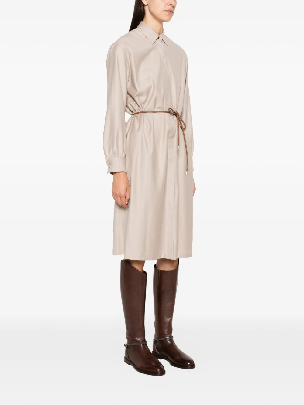Herno Midi-jurk met ceintuur Beige