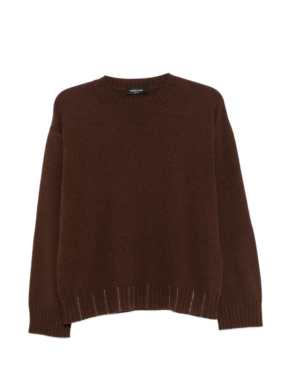 Fabiana Filippi monili-chain ribbed-trim sweater - Marrone