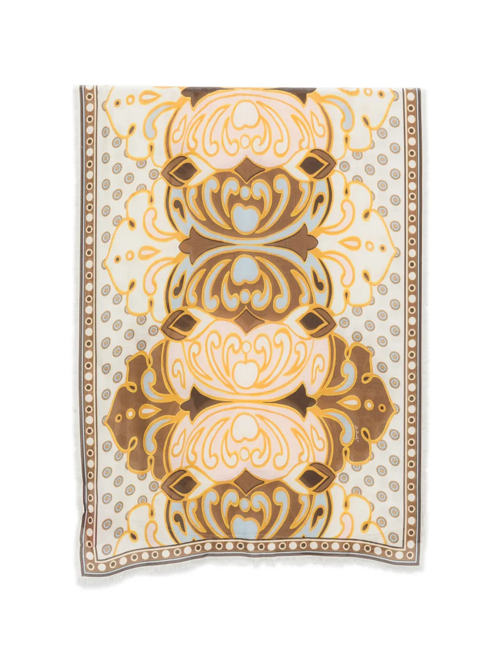 La DoubleJ abstract-print frayed scarf - Marrone