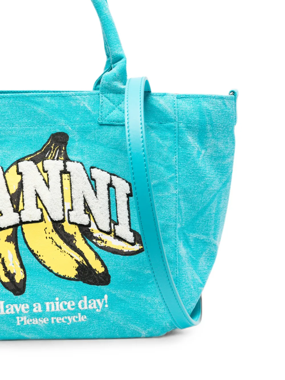 GANNI Shopper met logoprint Blauw