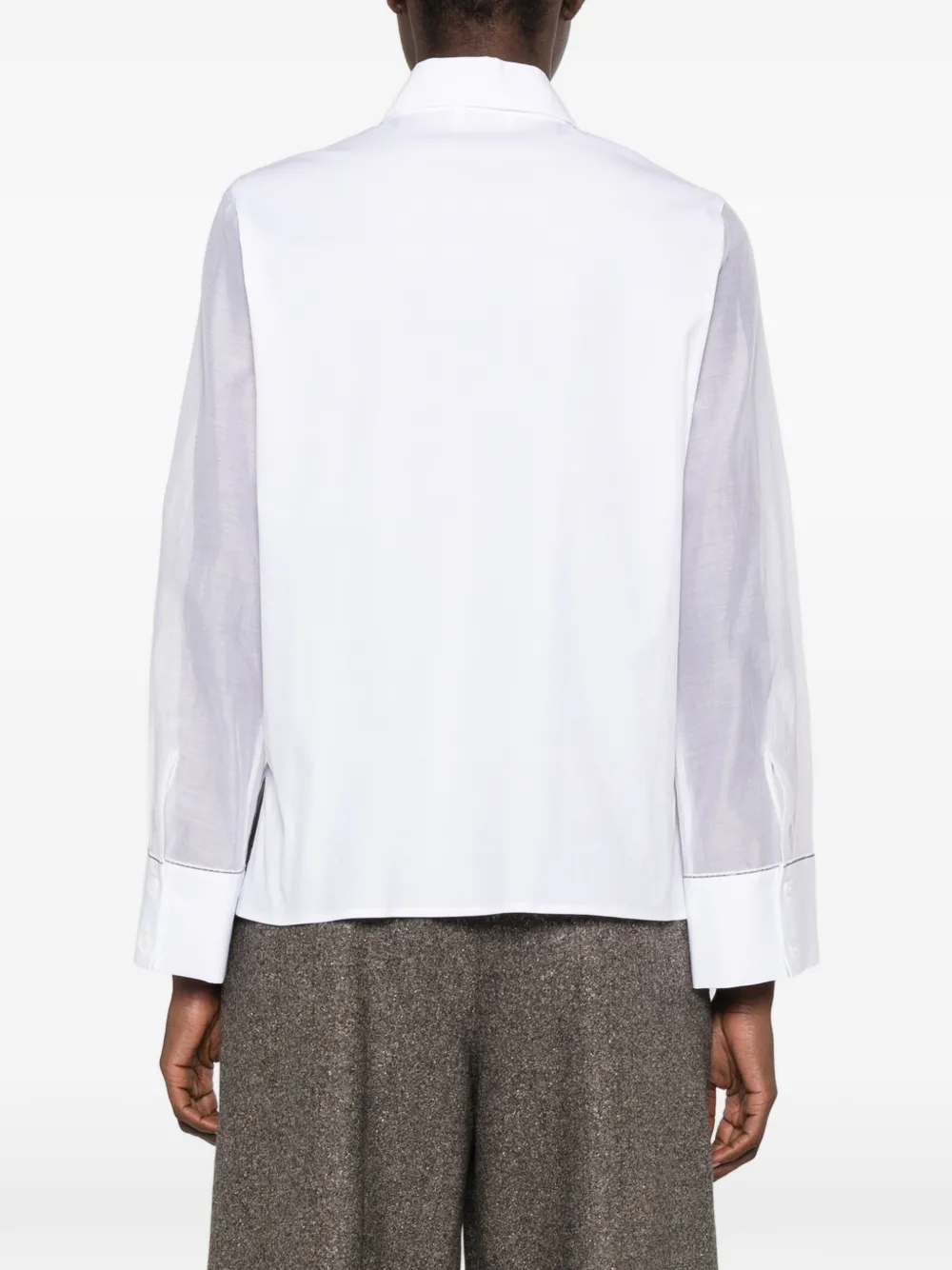 Peserico Blouse met doorzichtige mouwen Wit