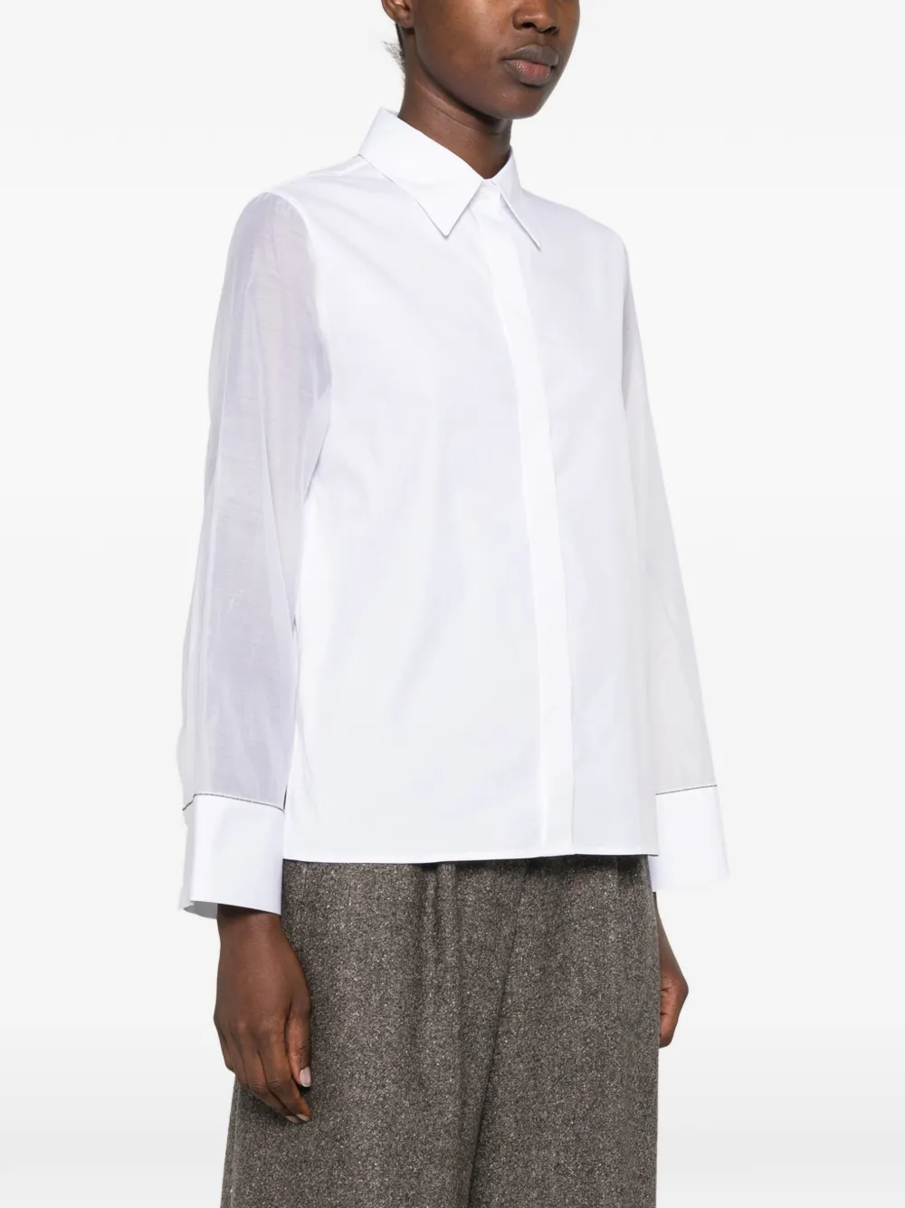 Peserico Blouse met doorzichtige mouwen Wit