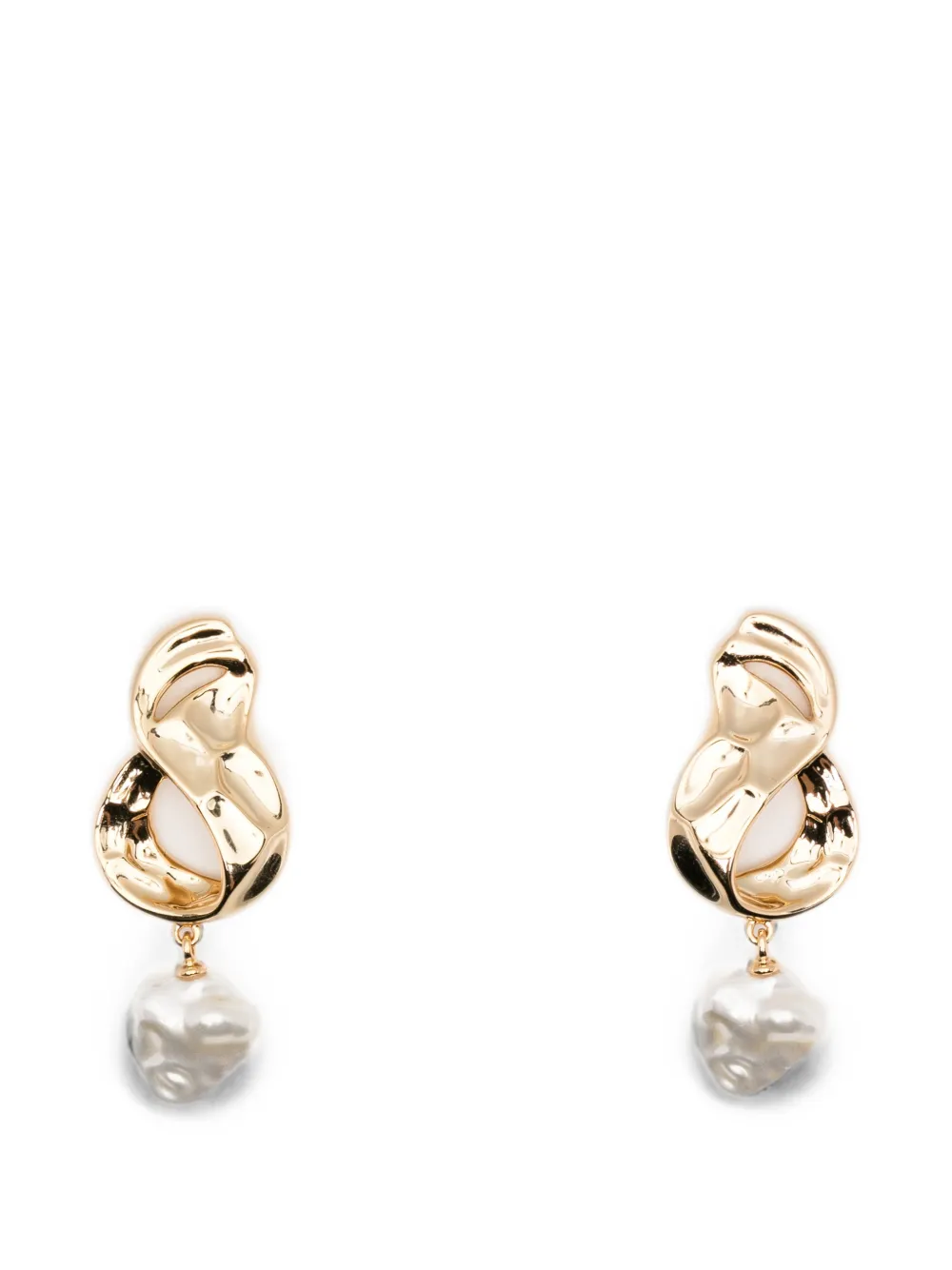 Self-Portrait pearl-pendant drop earrings - Gold