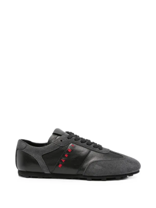 Marni Logo-embroidered Panelled Sneakers in Black