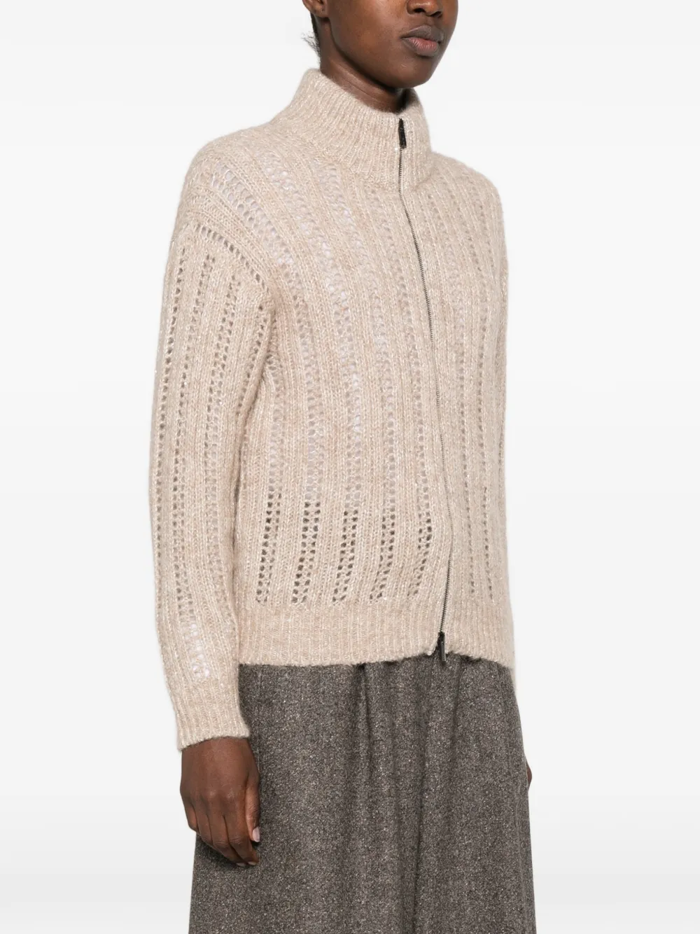 Peserico Opengebreid vest Beige