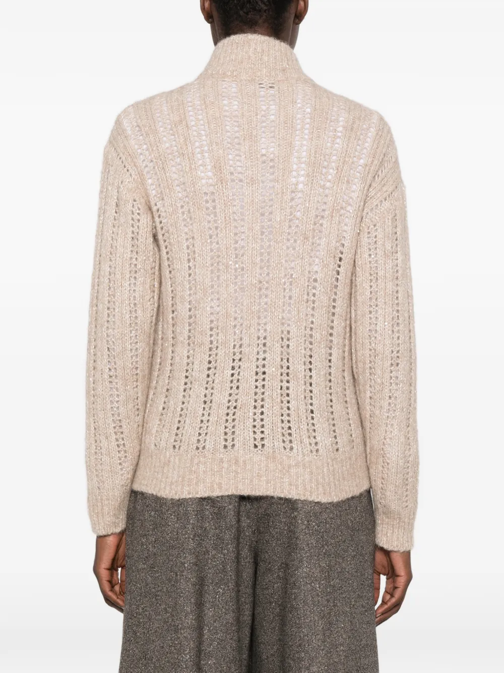 Peserico Opengebreid vest Beige