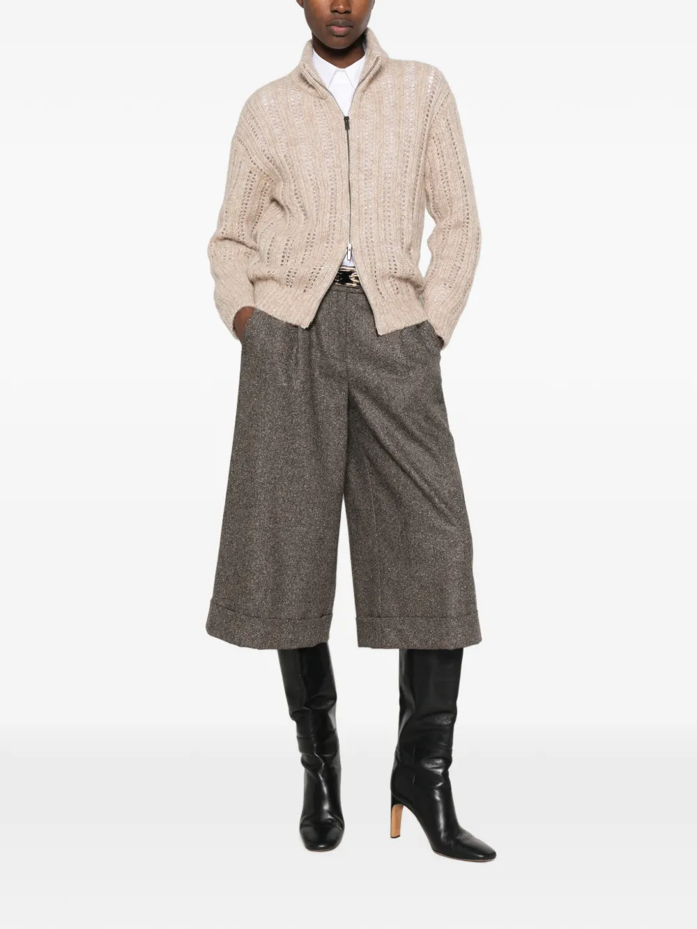 Peserico Opengebreid vest Beige