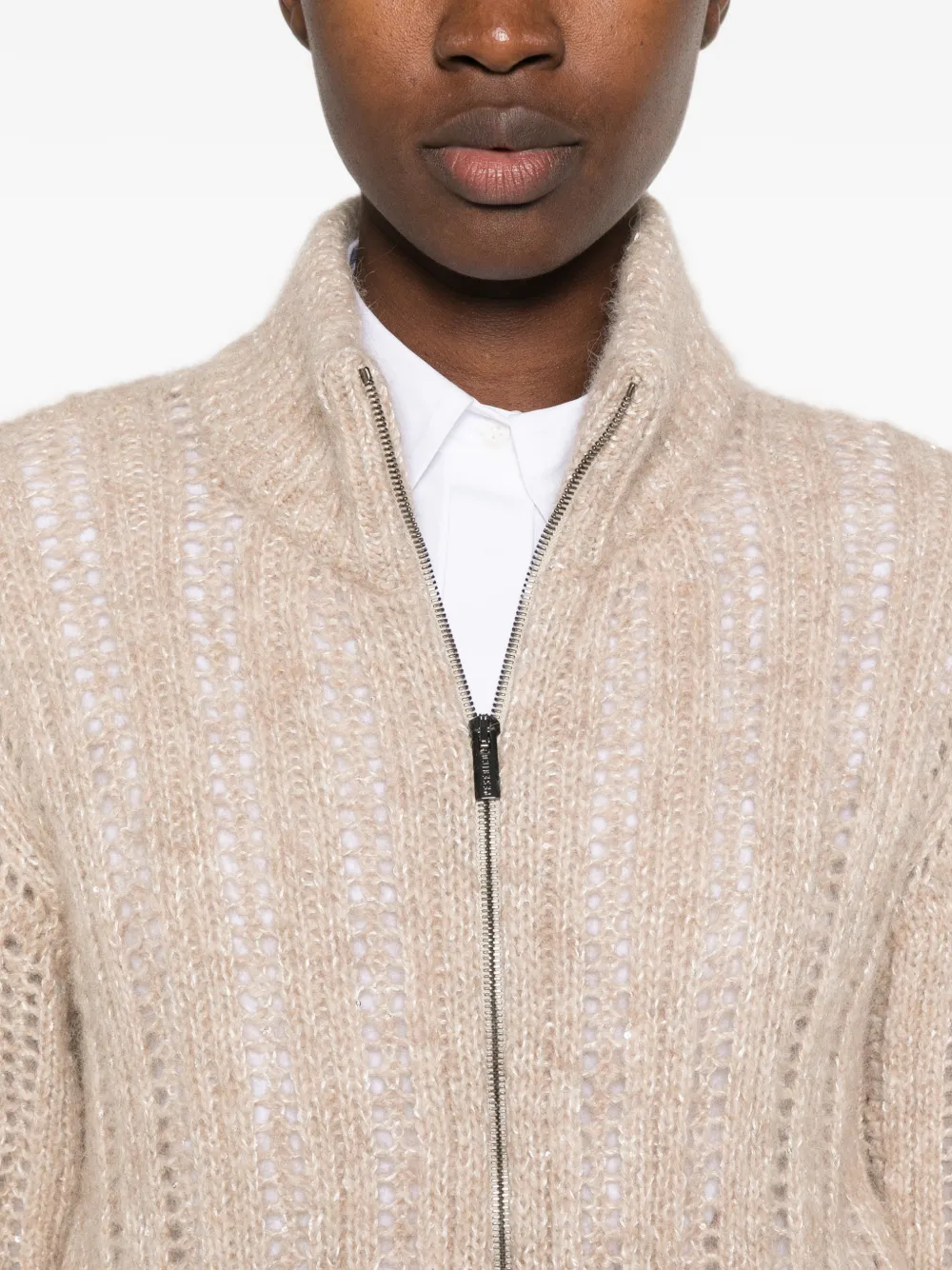 Peserico Opengebreid vest Beige