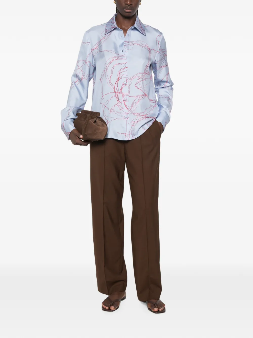 Fabiana Filippi Pantalon met plooien en elastische taille Bruin