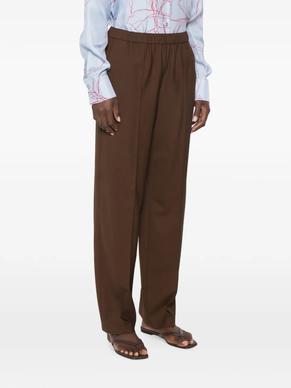 Fabiana Filippi Pantalon met plooien en elastische taille Bruin