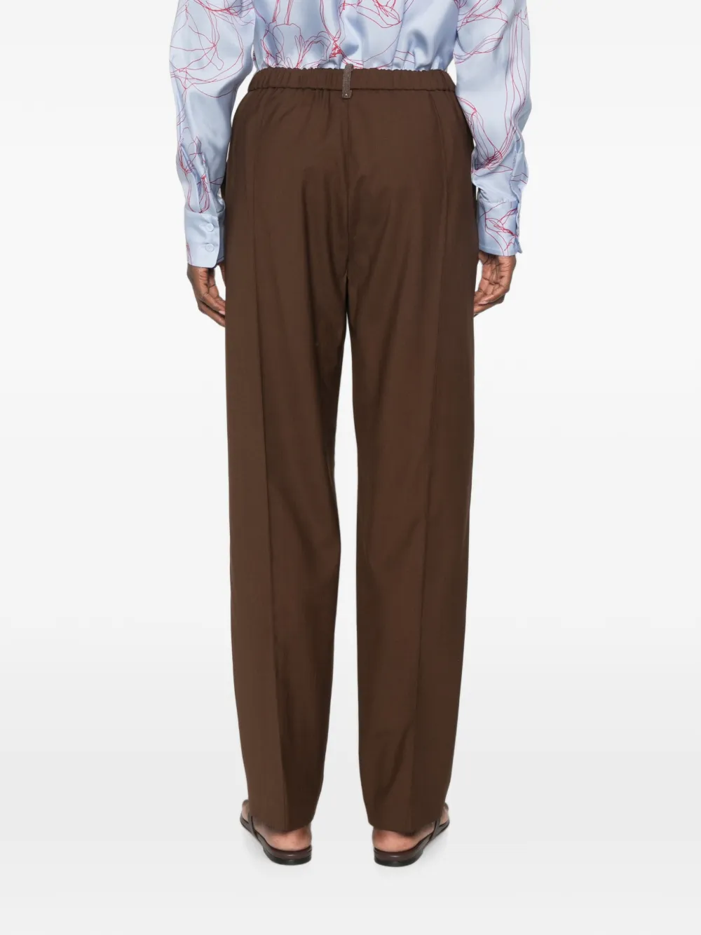 Fabiana Filippi Pantalon met plooien en elastische taille Bruin